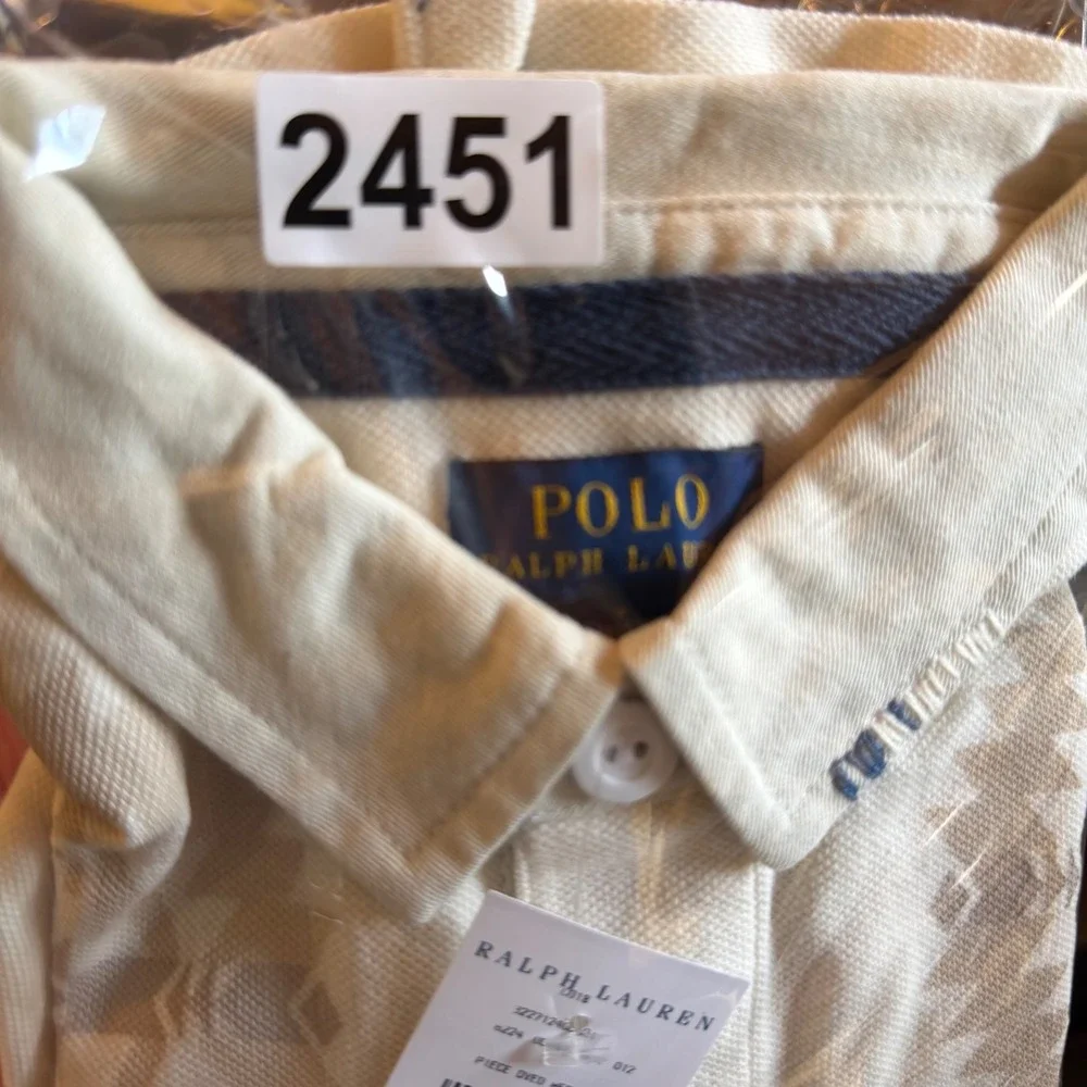 Polo Ralph Lauren Boys Size 7 White Piece Dyed Mesh Novel Rug Polo Shirt NWT